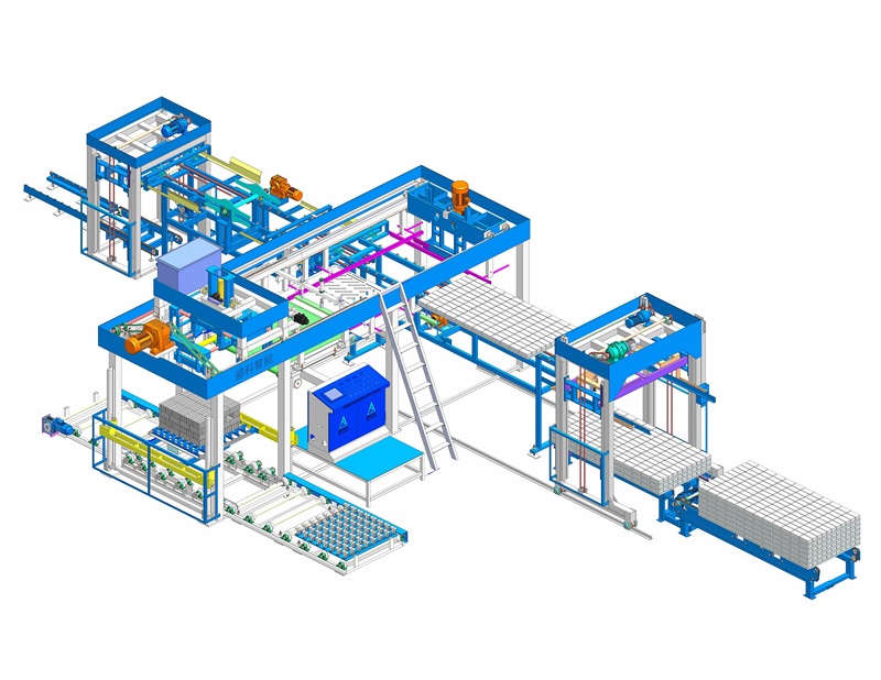 Machine d'empilage de briques/blocs entièrement servo-motorisée avec machine d'emballage