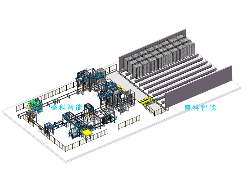 Ligne de production complète de blocs de briques pour murs et sols avec rayonnages en acier