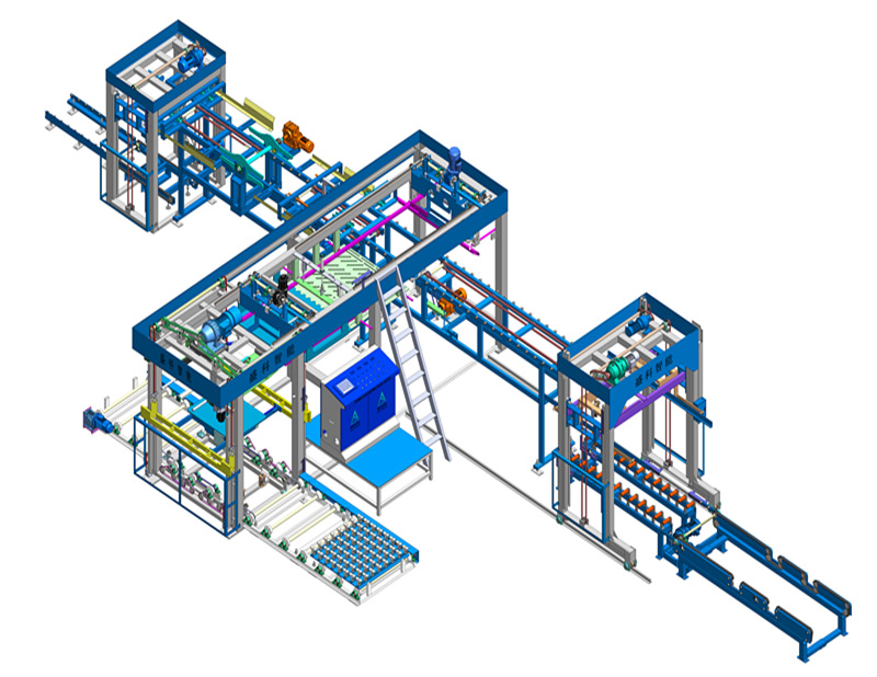 Empileur automatique avec machine d'emballage rotative inférieure