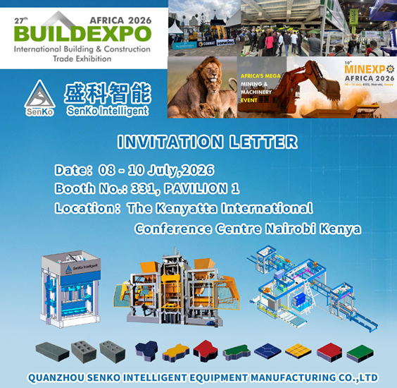 Senko Intelligent Equipment Manufacturing Co., Ltd présentera ses solutions de fabrication de briques et de blocs au salon BUILD EXPO 2026 à Nairobi.